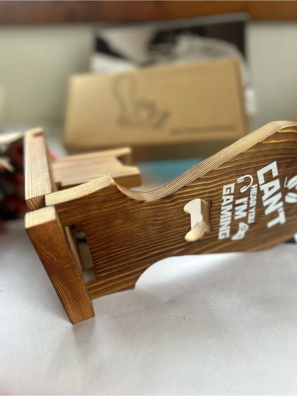Wooden Gaming Controller Stand - Natural Brown